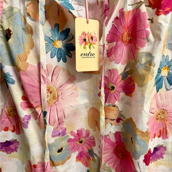 Entro Colorful Floral Puff Sleeve Blouse - Picture 3 of 4